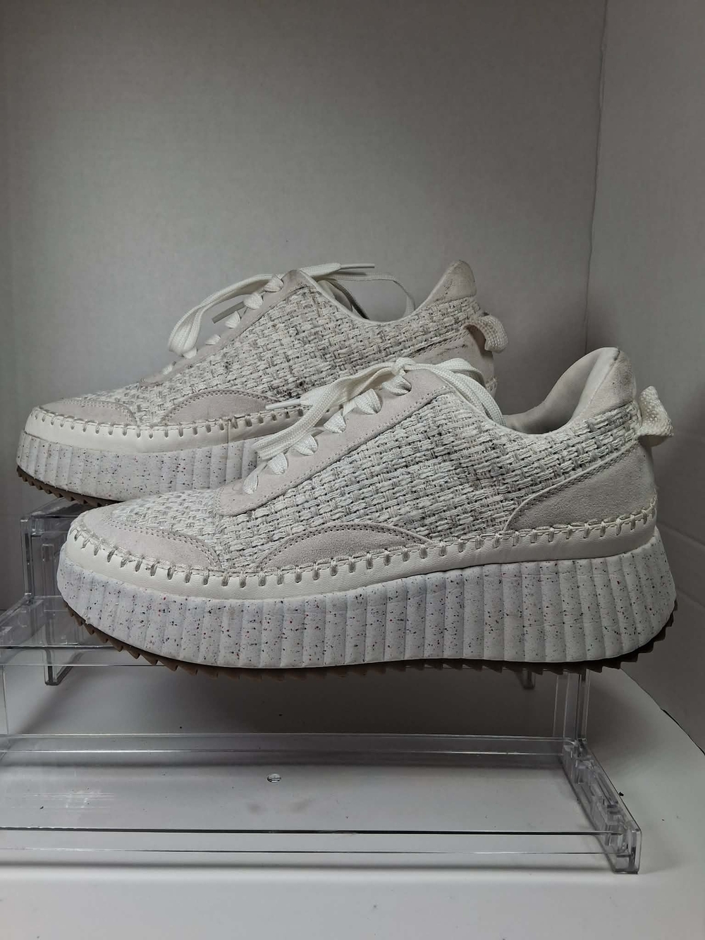 Universal Thread Cream-White Platform Knit Sneakers, Women's Sz:11